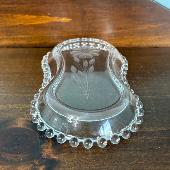 Vintage Cornflower Cut Candlewick Glass Tray - Picture 12 of 12